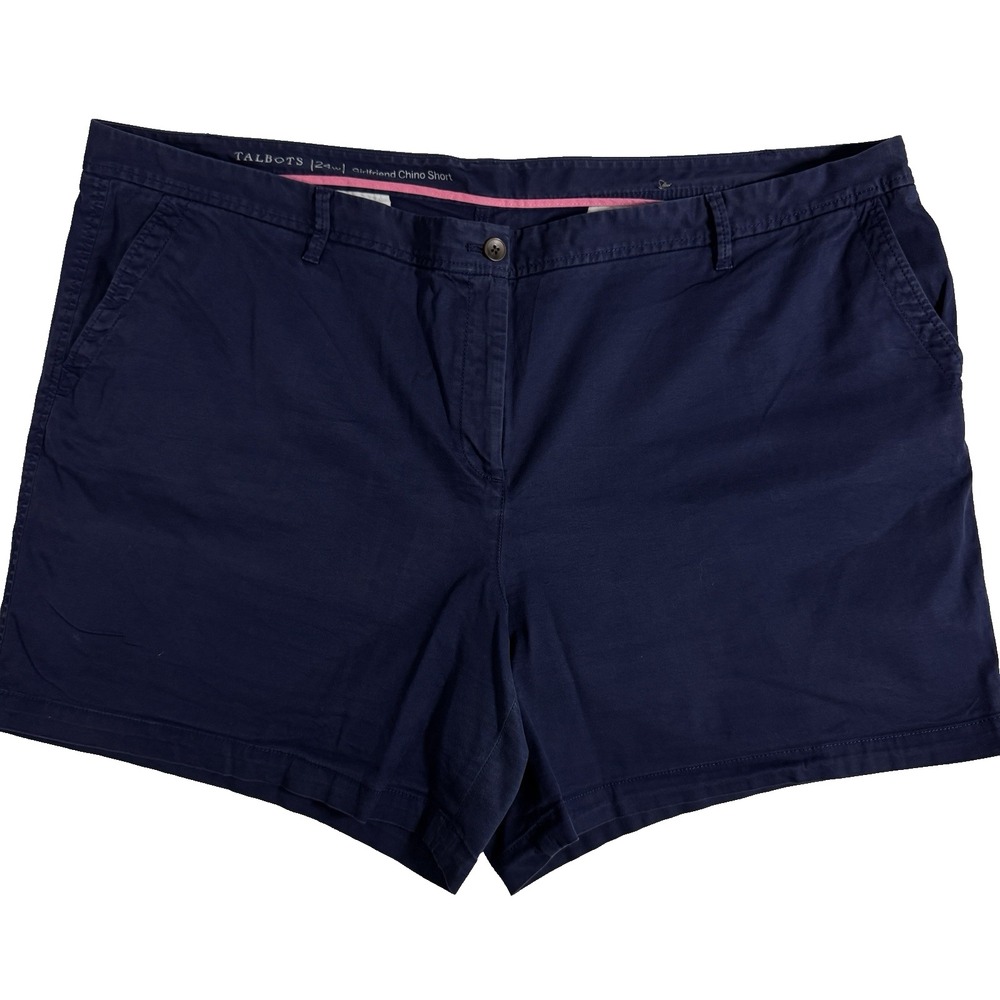 Talbots Girlfriend Chino Shorts Womens 24W‎ Navy 6.5" inseam Stretch Flat Front